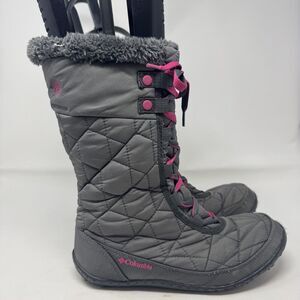 Columbia Boots Womens Size 6 Gray‎ Pink Quilted Fur Lined Waterproof Winter Snow